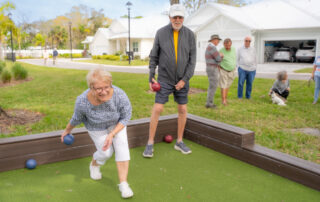 senior residents playing bocce ball